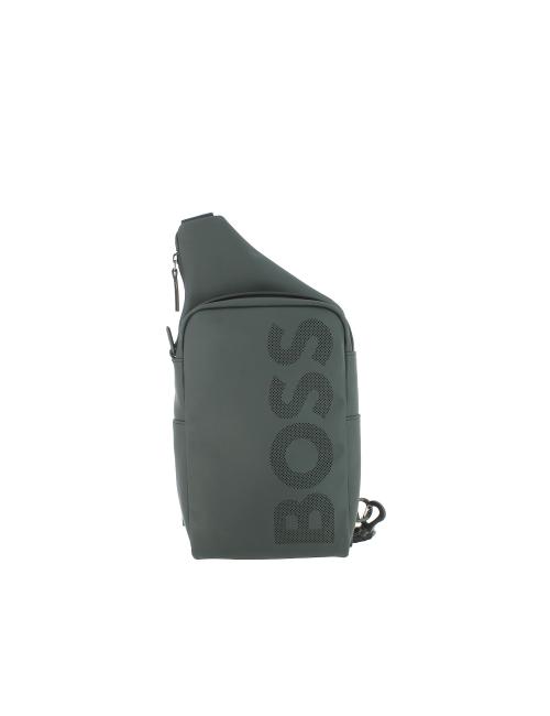 Boss Mens Goodwin Black Rubberised Logo Crossbody Bag