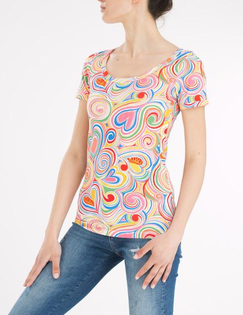 T-shirt Multicolor Hearts Love Moschino