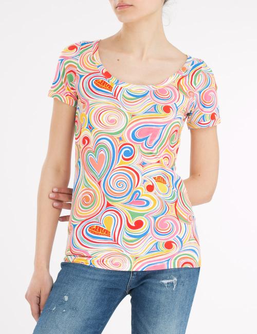 T-shirt Multicolor Hearts Love Moschino